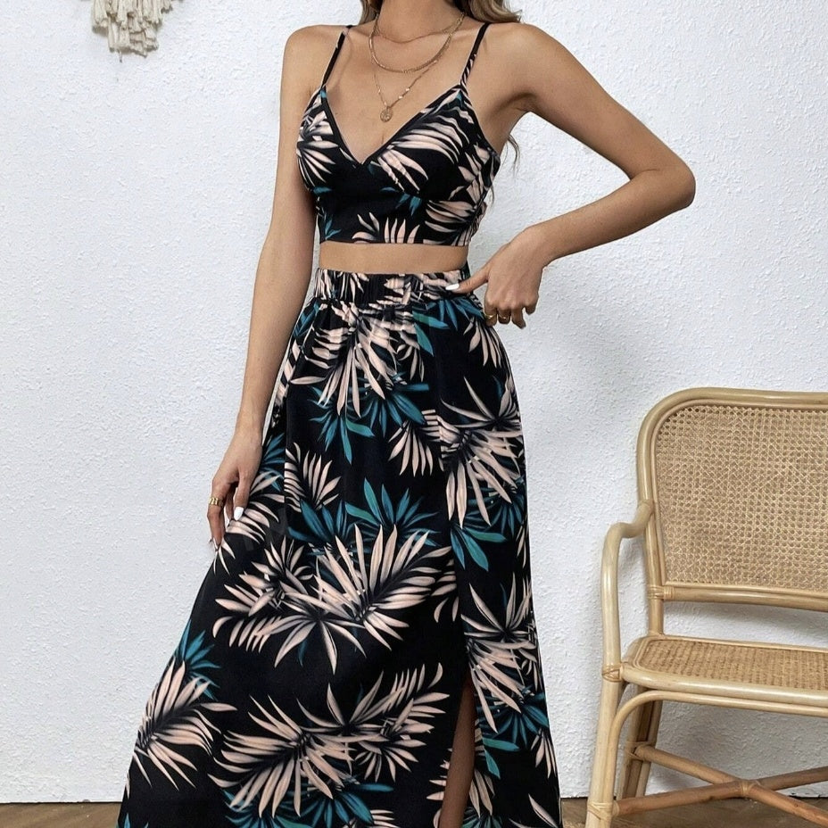 V-Neck Cami Half-Skirt Outfit - US Only
