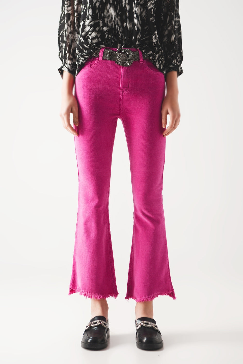 Fucshia Flare Corduroy Pants