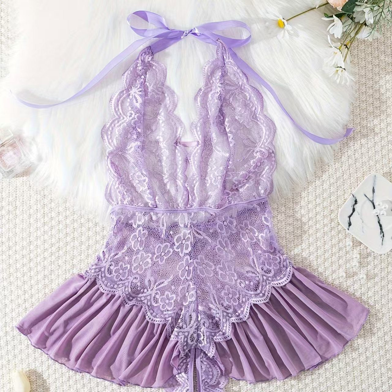 Charming Fairy Spaghetti-Strap Lingerie Nightdress