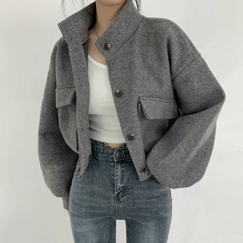 Short Idle Loose Casual Woollen Coat