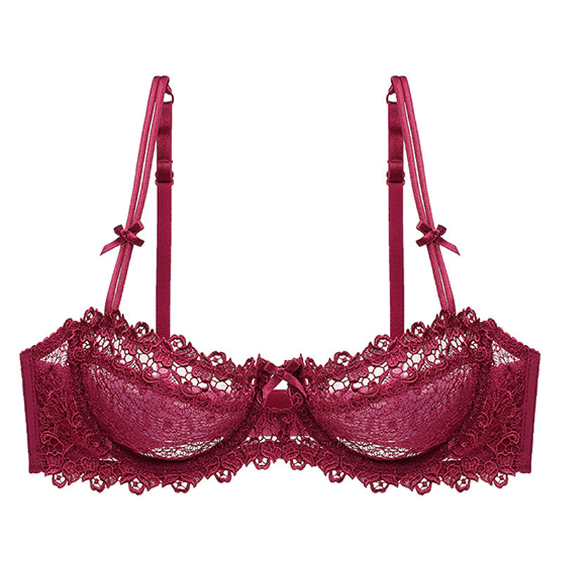 European And American-style Sexy Lingerie Ultra-thin Half-cup, Water-soluble Embroidered Lace Bra
