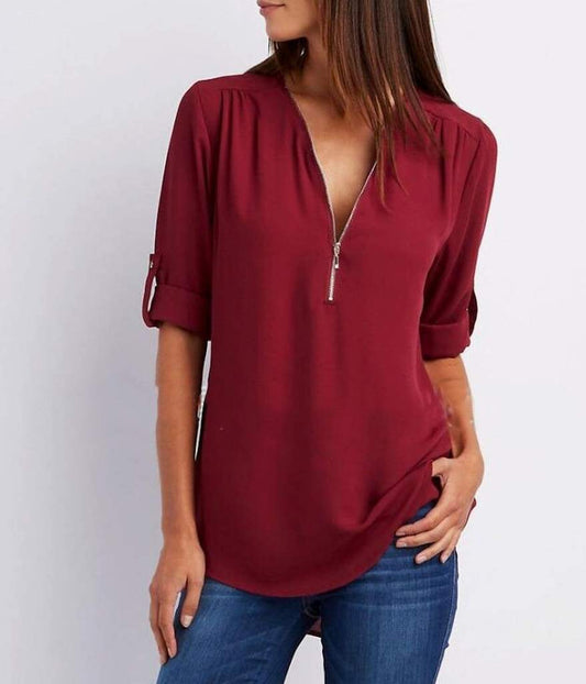 Chiffon V-Neck Blouse