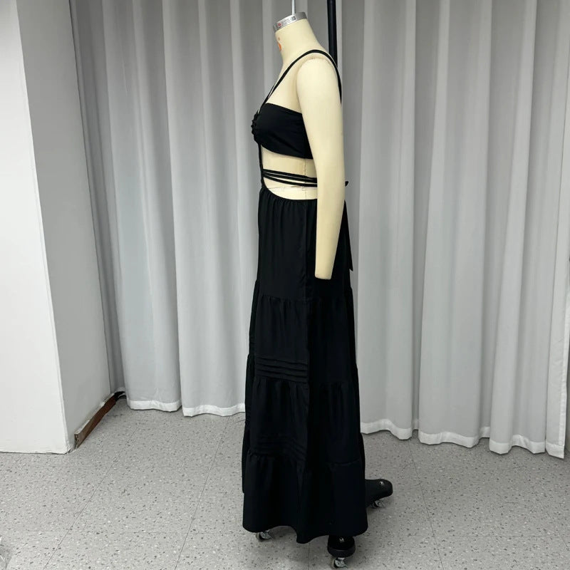 Tube-Top Solid-Colour Long Dress