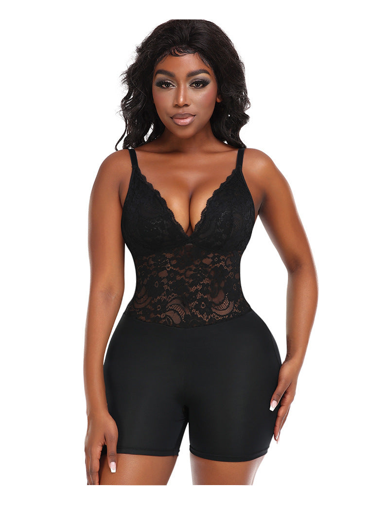 Hip-Shaping Lace Tight Braces Jumpsuit