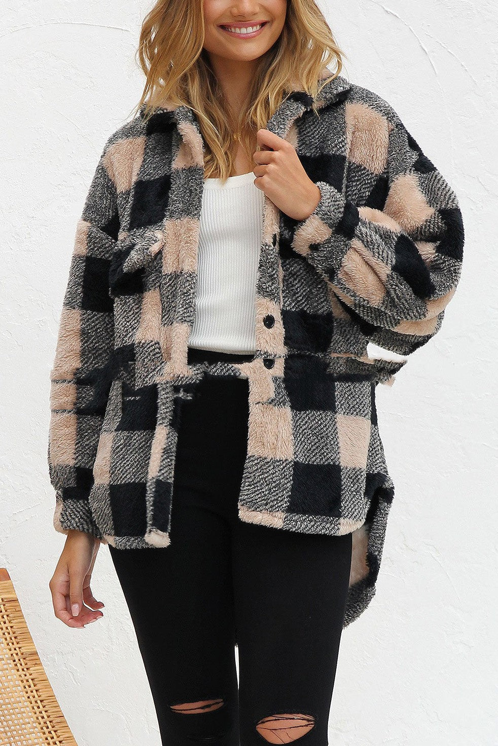 Women's  Arctic Plush Plaid Jacket