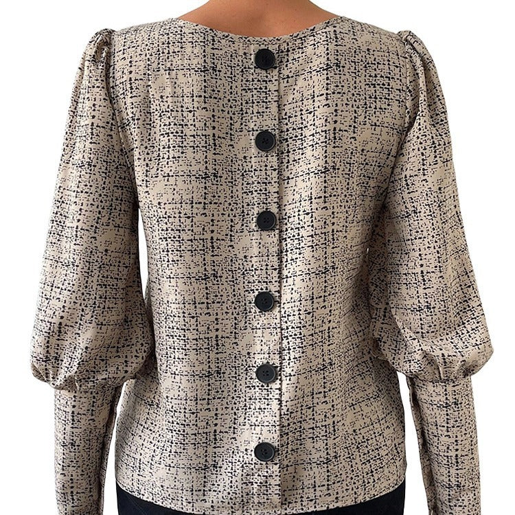 Back-Buttons Elegant Retro Shirt For Women