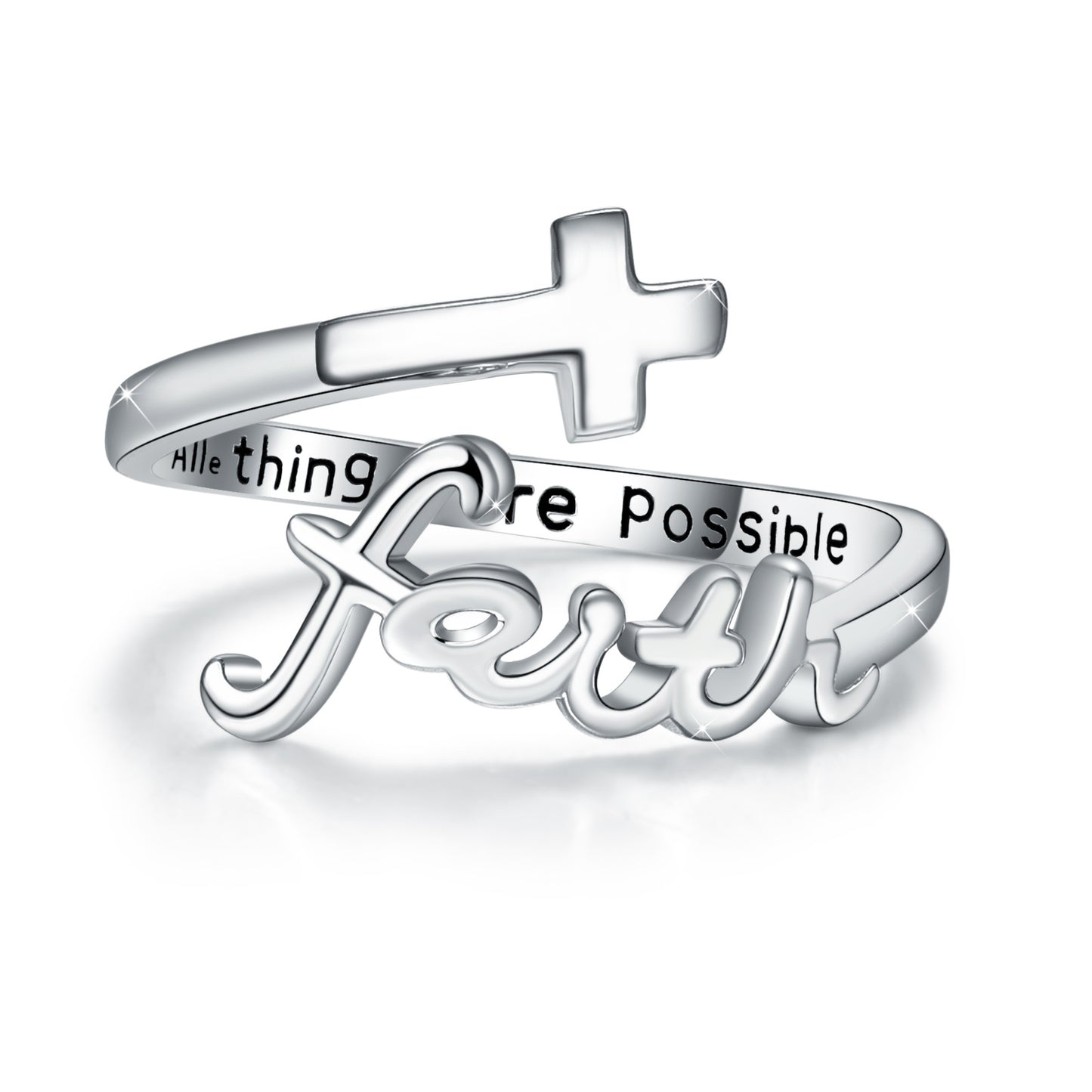 Silver "Faith" Adjustable Ring - "Everything Is Possible" Ring For Women