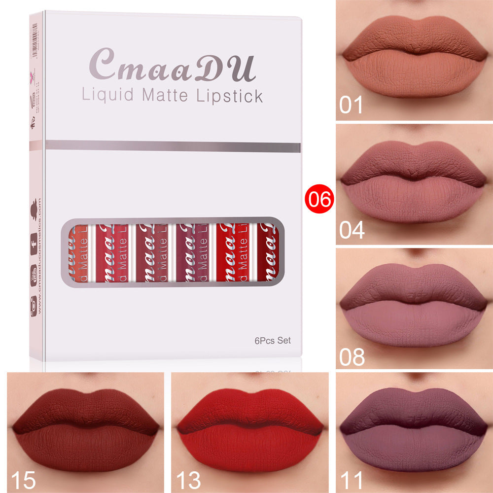 Six Boxes of Matte Non-Stick Cup Waterproof Lipstick - Long-Lasting Lip Gloss