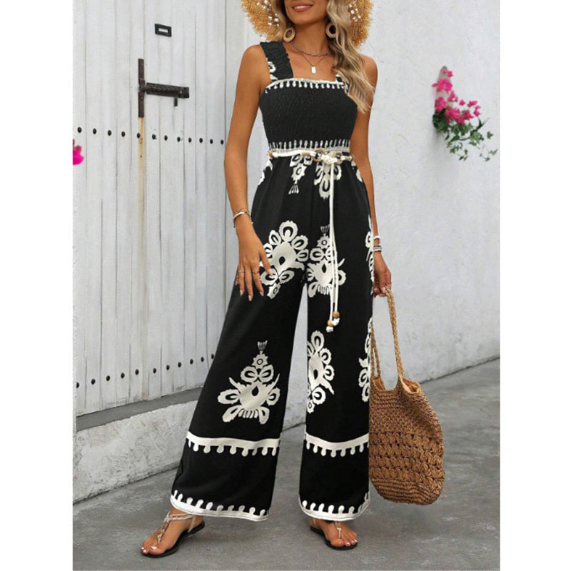Boho Wide-Leg Jumpsuit With Pockets - US Only