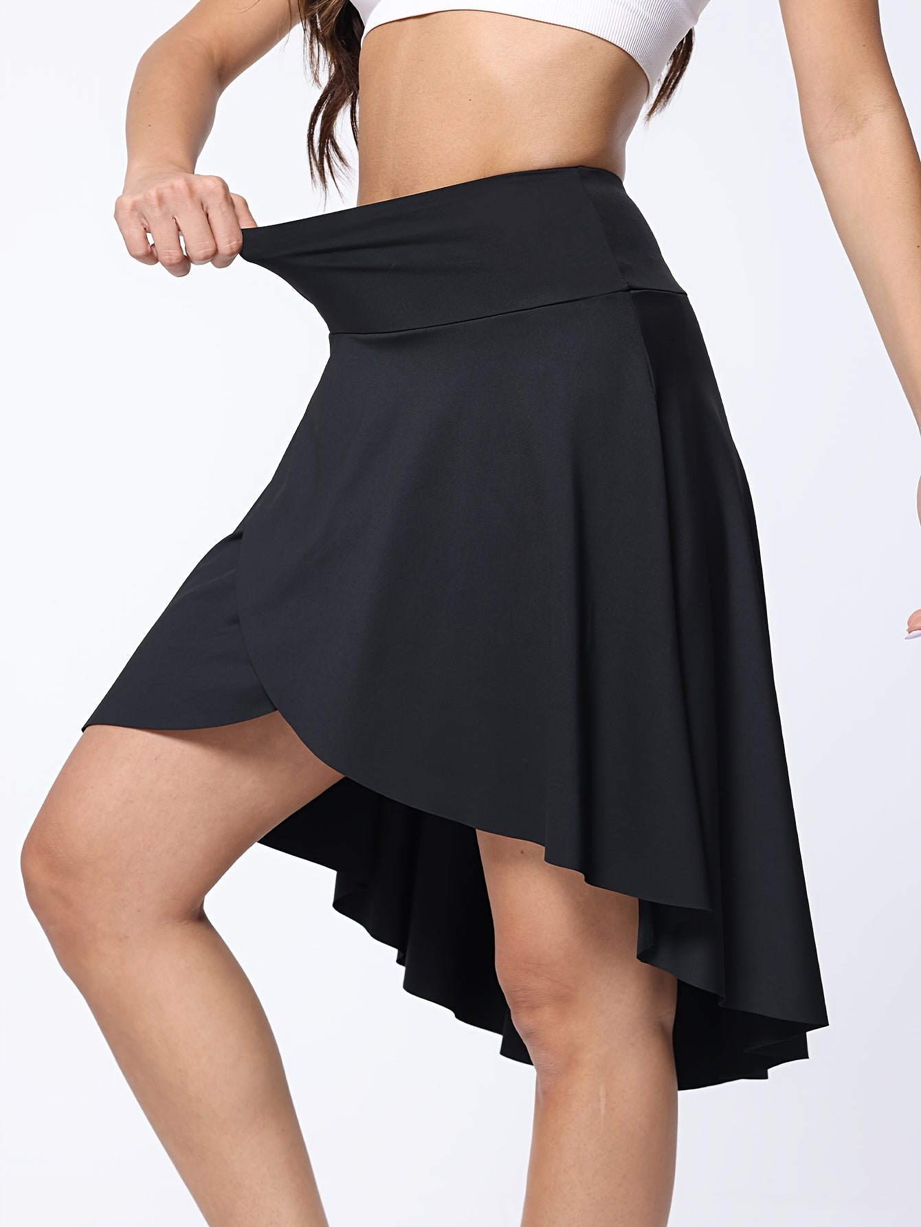 High-Waist Asymmetrical Yoga Midi Skirt