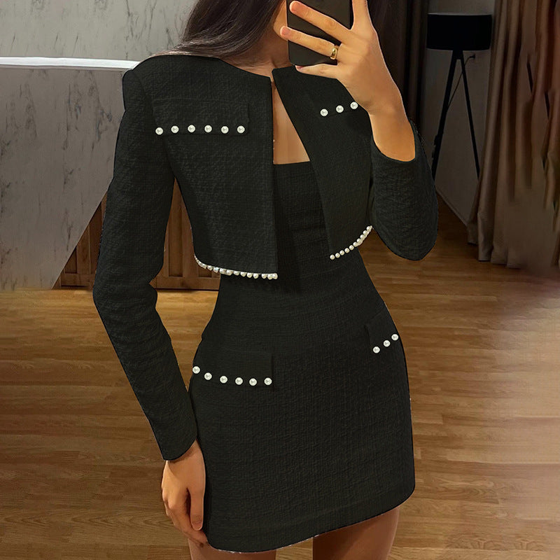 Long-Sleeve Slim-Fit Tube-Top Dress + Jacket