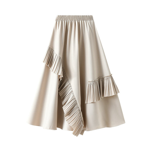 Mid-length Slim And Large-line A-line Umbrella Skirt