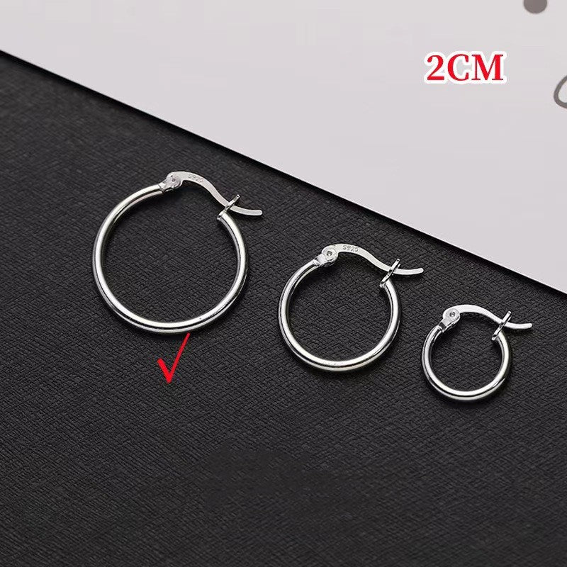 Sterling Silver Plain Hoop Earrings - 925