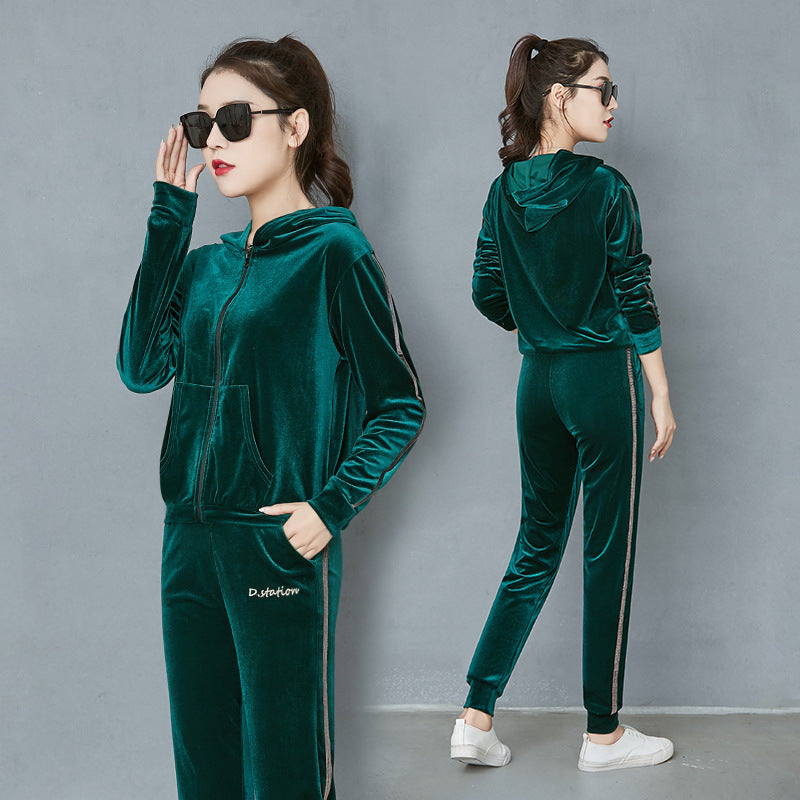 Wide Leg Trousers For Women In A Velvet Tracksuit