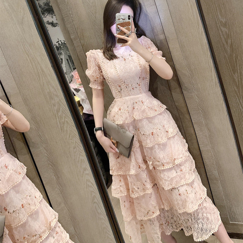High-End Niche Embroidery Floral Lace Dress