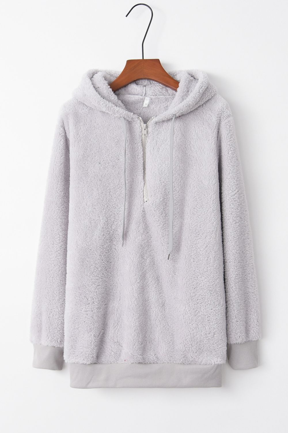 Quarter-Zip Drawstring Teddy Hoodie - US Only