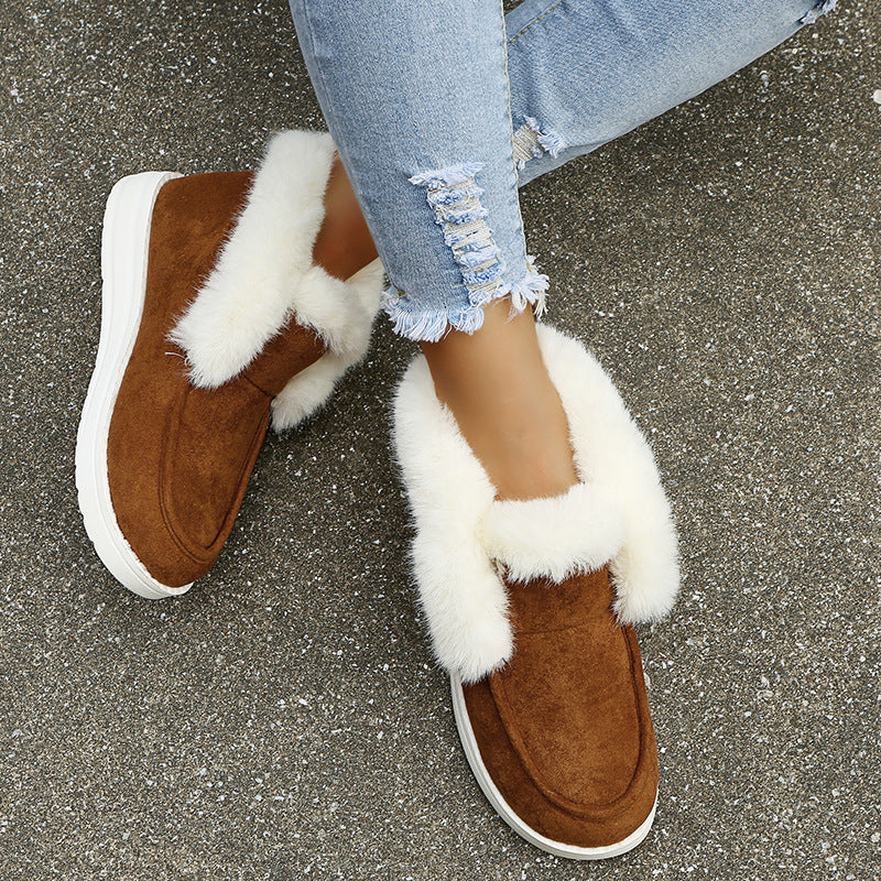 Plush Fur Ankle Winter Snow Boots for Women