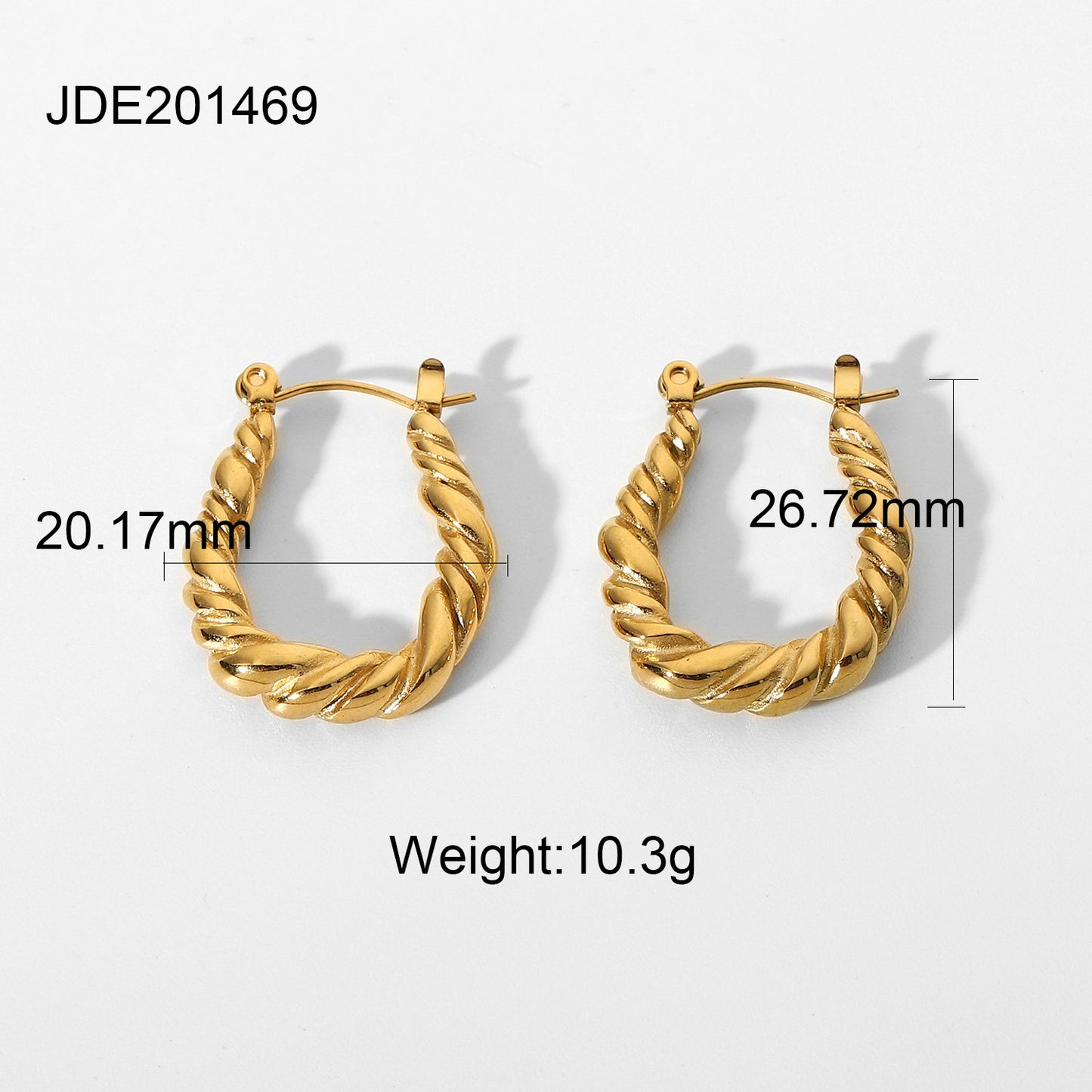 Stainless Steel Twist Hoop Earrings - Titanium Steel - 18K Gold-Plated