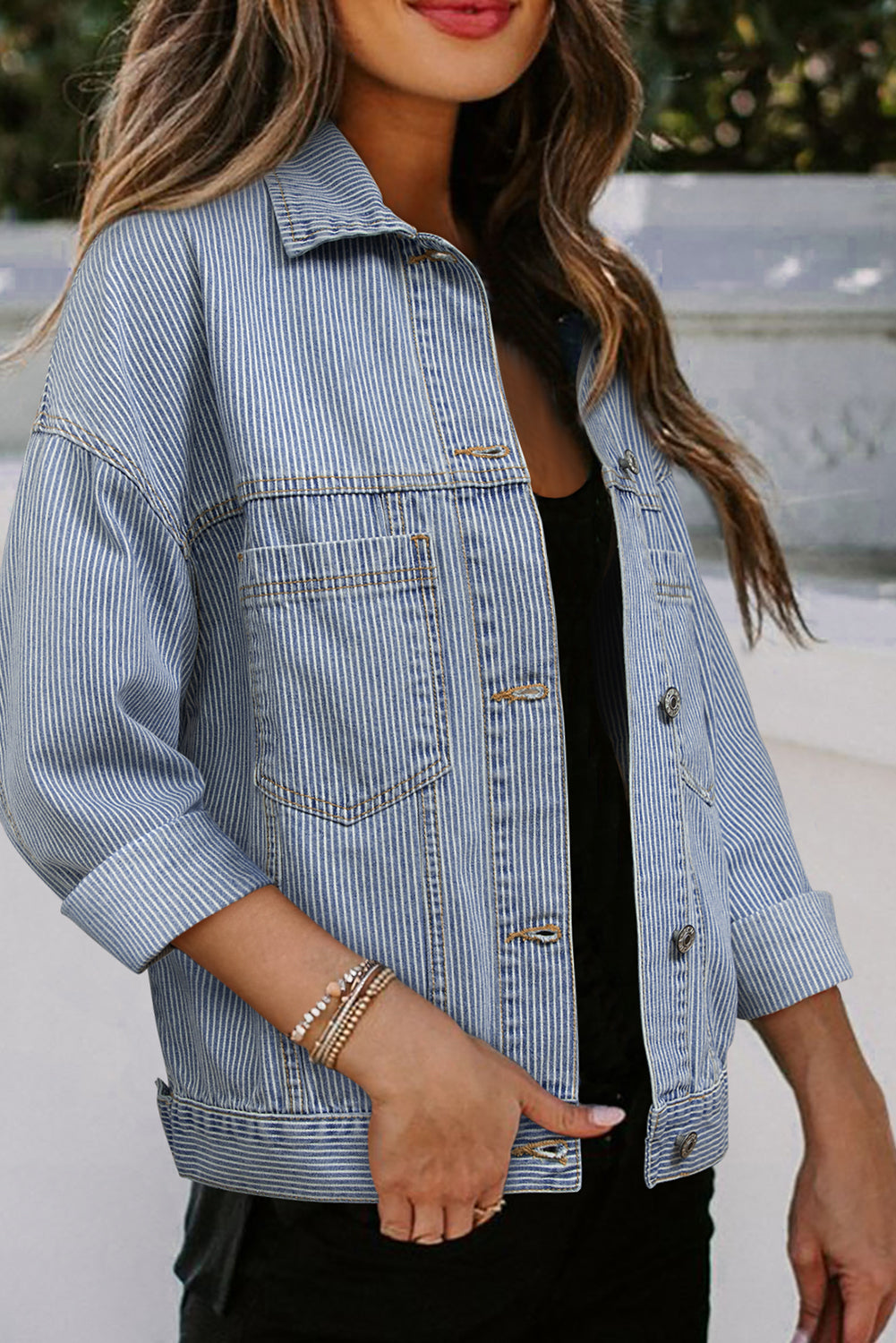 Women's Washed Oversize Pocket Denim Jacket