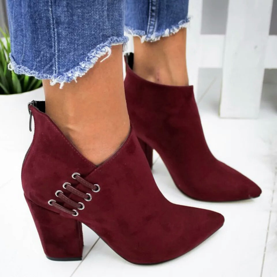 Fashion Pointed-Toe Zipper Martin Ankle Boots For Women