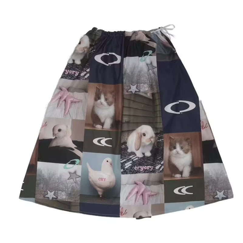 Pretty Pet Printing Pendulum-Length Skirt