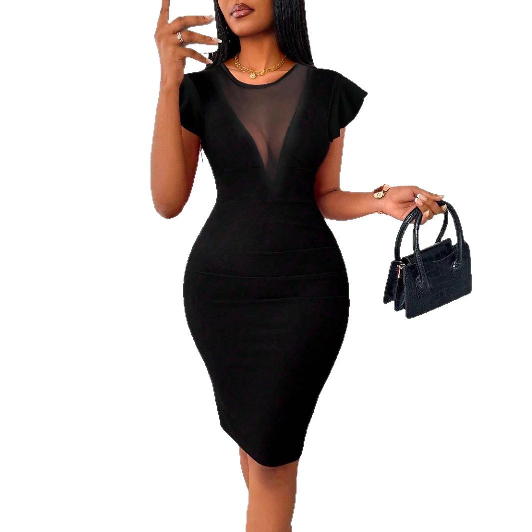 Crew-Neck Elegant Slimming Bodycon Dress