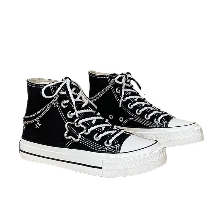 Star-Chain Canvas High-Top Shoes For Women