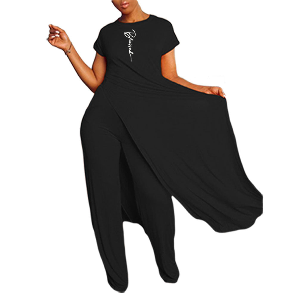 Loose Solid Color Casual Two-piece Short-sleeved Trousers