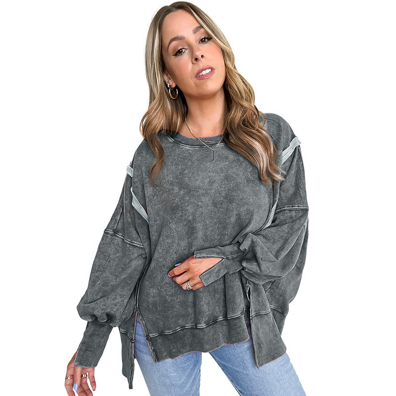 Hipster Solid-Colour Pullover Sweater Shirt