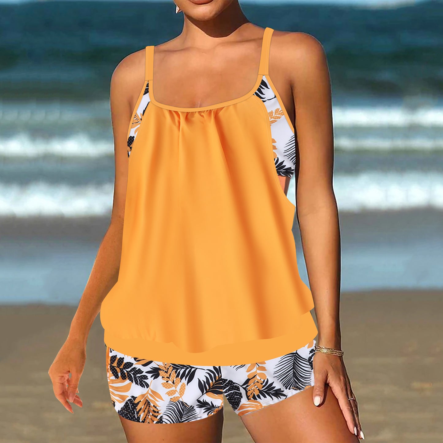 Printed Top & Shorts Swimsuit