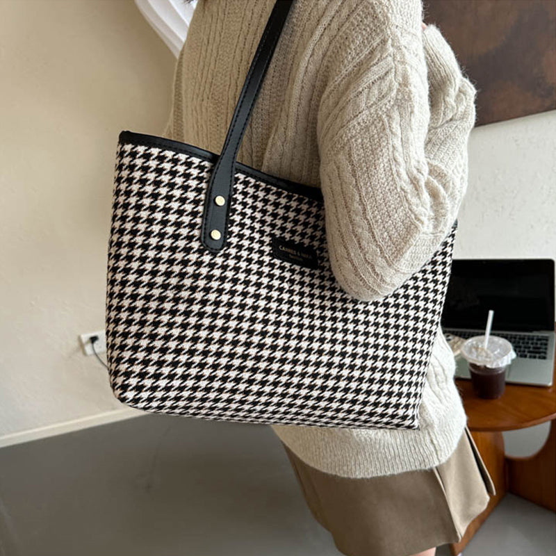 Houndstooth Shoulder Handbag