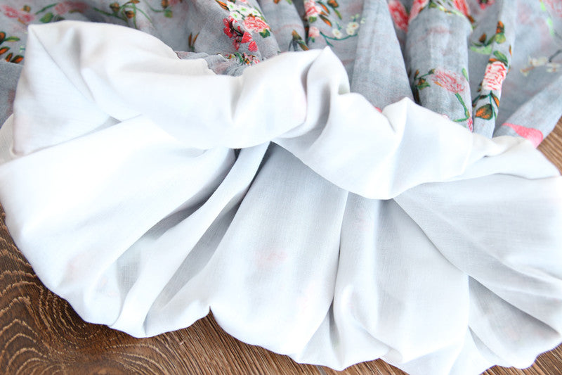 Women's Cotton And Linen Color A-Line Floral Long Dress