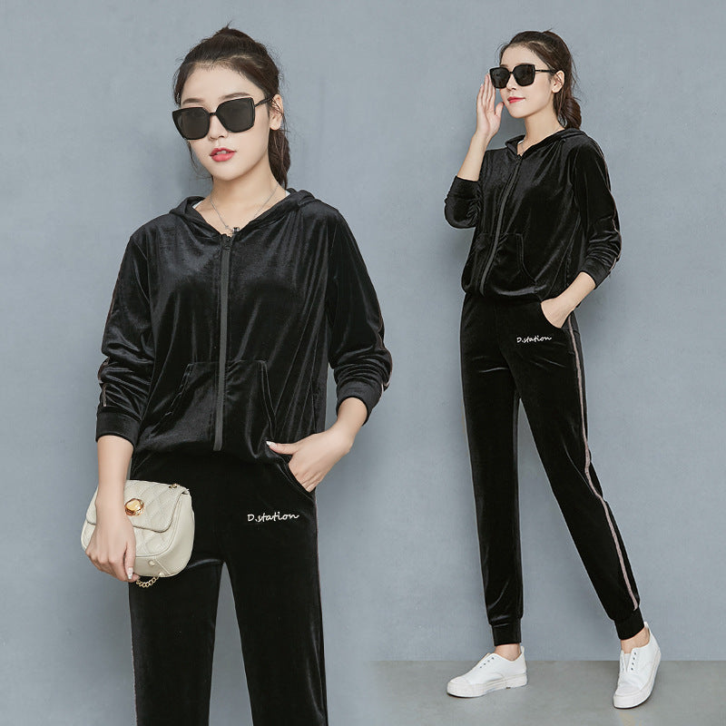 Wide Leg Trousers For Women In A Velvet Tracksuit