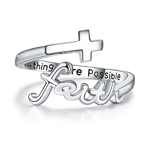 Silver "Faith" Adjustable Ring - "Everything Is Possible" Ring For Women