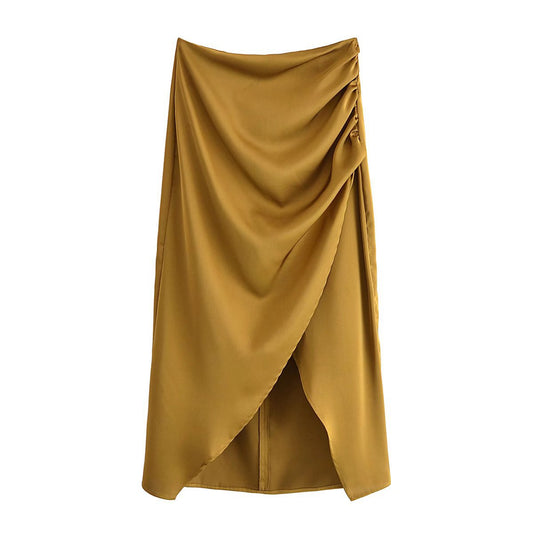 Women's Fashion High Waist Pleated Irregular Skirt