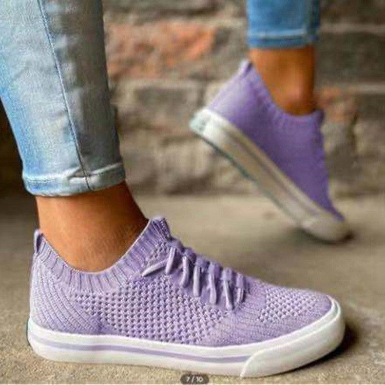 European & American Flat Mesh Shoes For Women - Flying Knitting