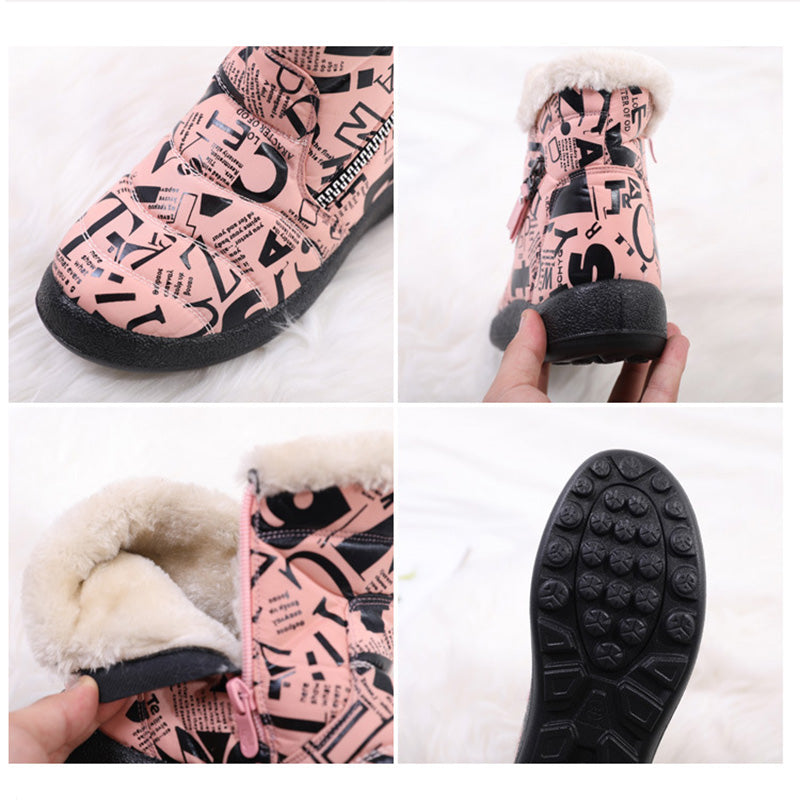 Letter Print Women's Winter Boots