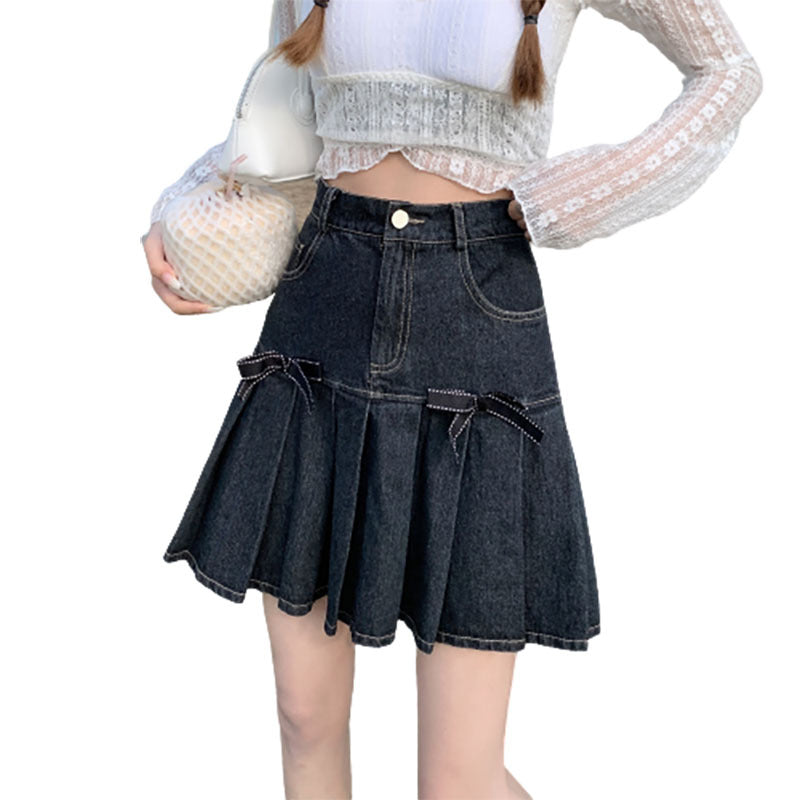 Denim Bow Skirt For Women