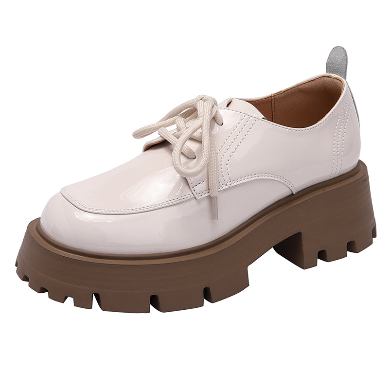 British-Style Lace-Up Leather Shoes For Women