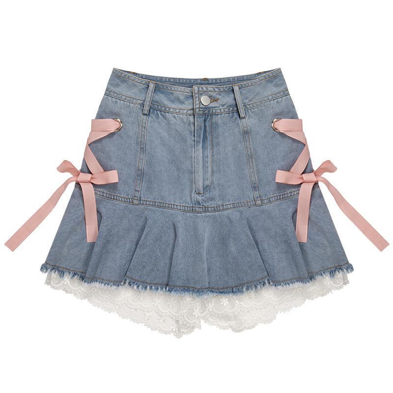 High-Waist Tie A-Line Skirt
