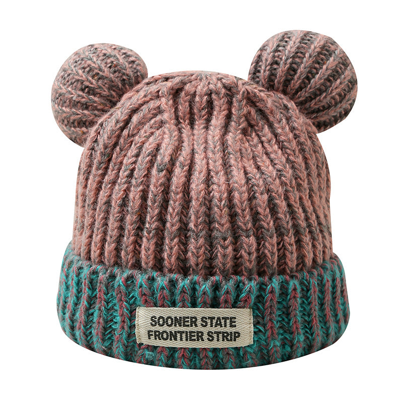 Mixed-Colour Knitted Earmuffs Women's Hat
