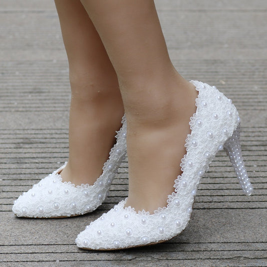 Pearl Lace Stiletto Wedding Shoes