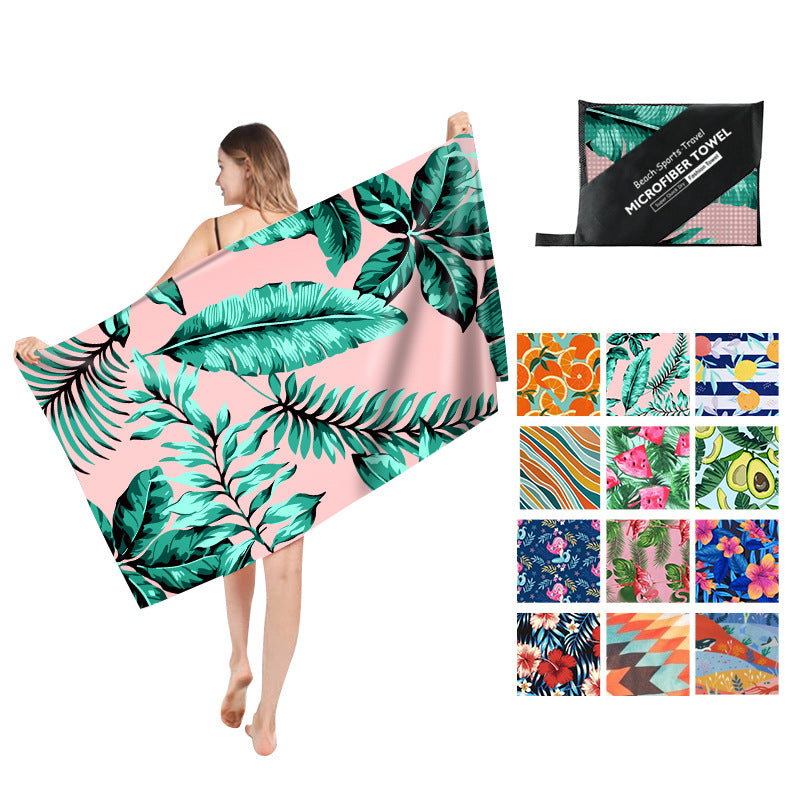 Printed Beach Towel - Microfibre Double-Sided Fleece Beach Towel