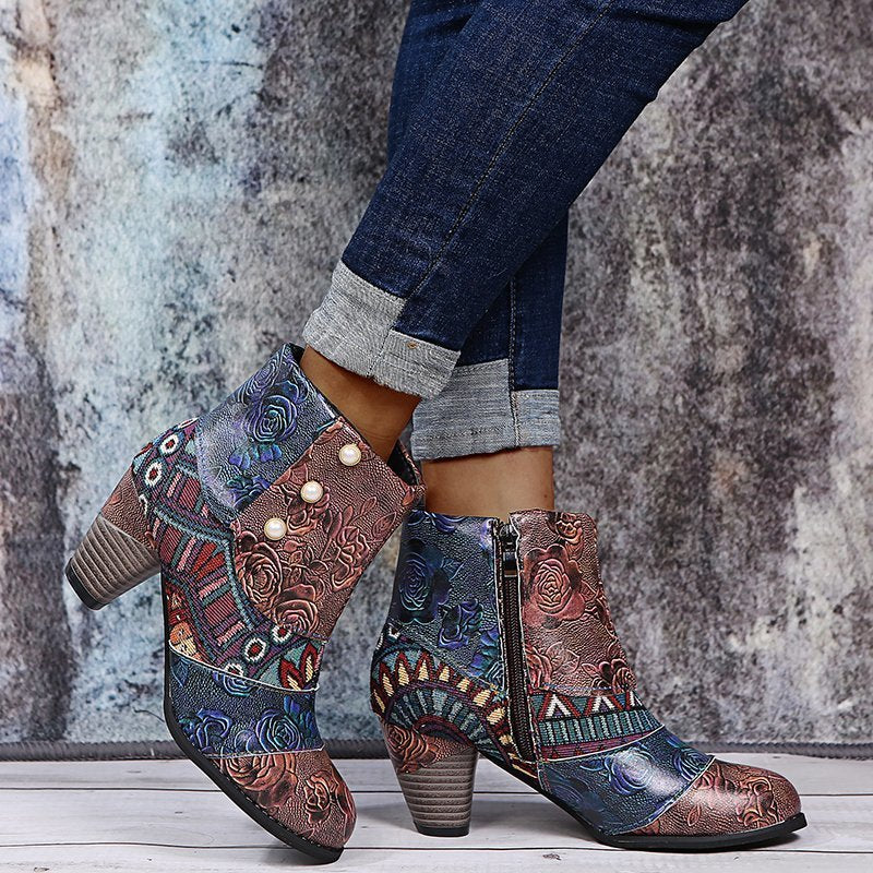 Chunky Print Ankle Boots