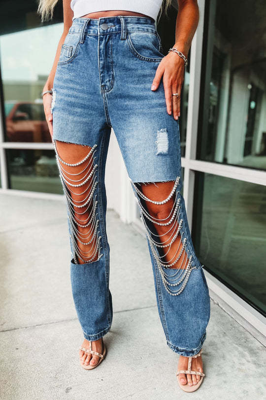 Women's Straight-Leg Ripped Jeans