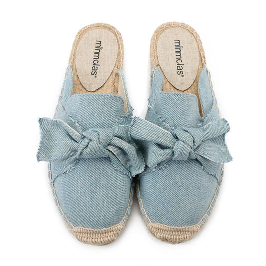 Women's Embroidered Bow Knot Flat Lazy Slippers