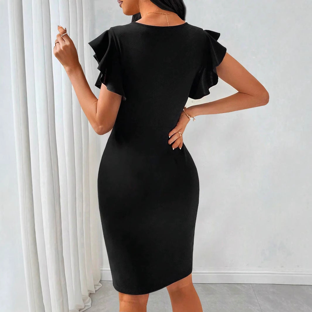 Crew-Neck Elegant Slimming Bodycon Dress
