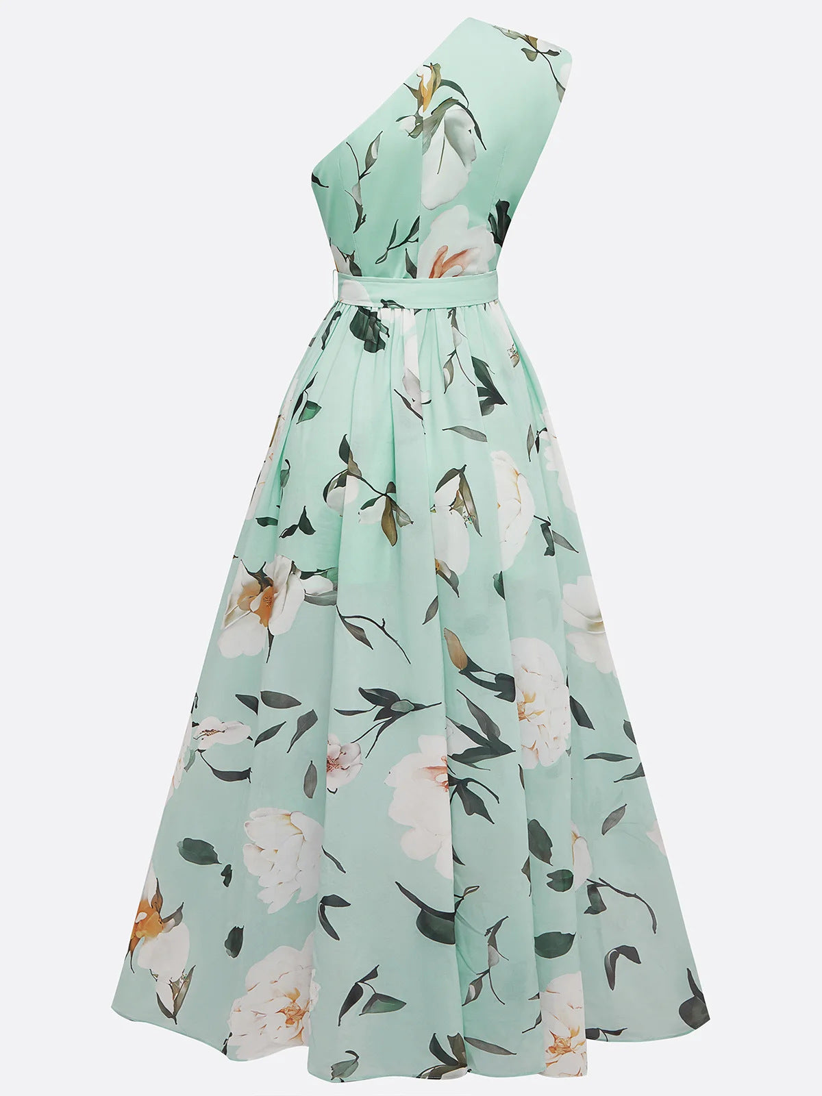 Women's Oblique Shoulder Digital Printing Sleeveless Vest Dress