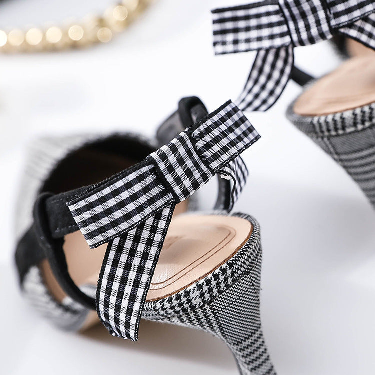 Pointed-Toe Bow-Knot High-Heeled Sandals