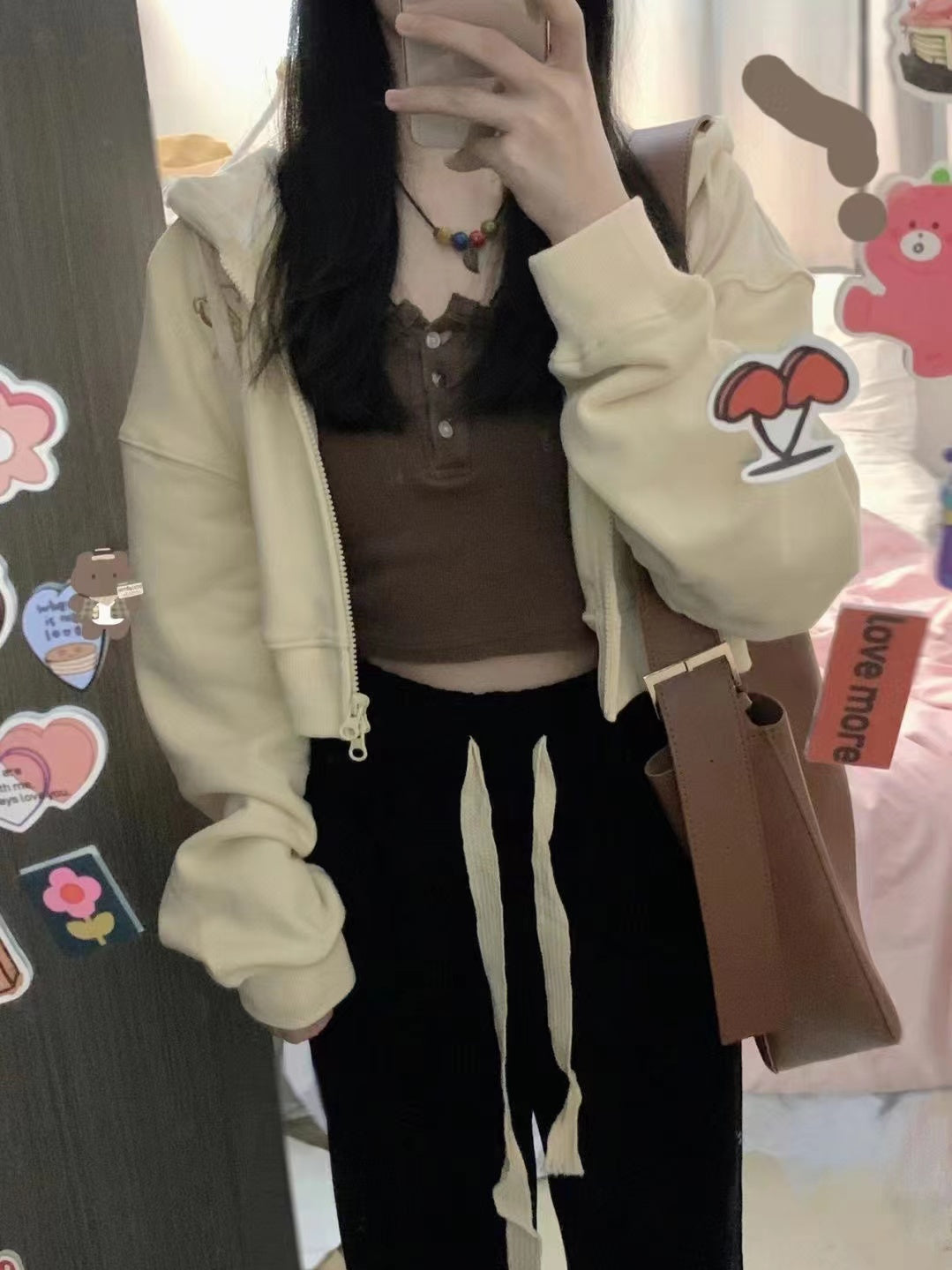 Short Hooded Jacket Women Loose Hundred Zipper